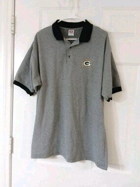 VTG True Fan Green Bay Packers Men's Size XL Short Sleeve Textured Polo Shirt